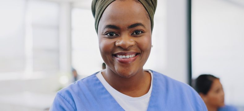 Portrait, black woman and medical expert happy, friendly and ready for medicine and telehealth.